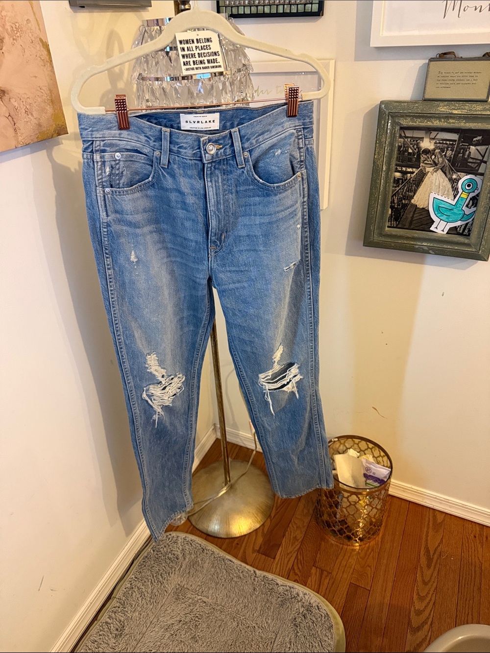 SLVRLAKE Light Blue Distressed Cropped Jeans